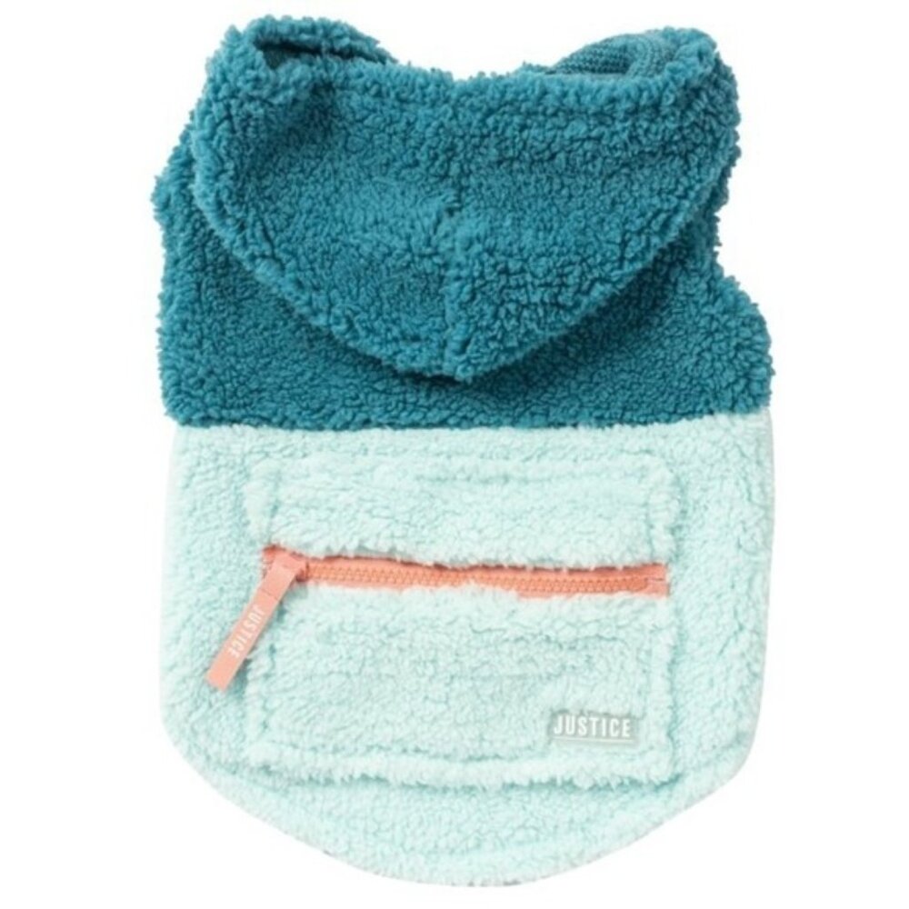 🐶 Meduim 🐶 New Justice Pet Polyester Sherpa Dog Hoodie, Turquoise - Picture 6 of 14